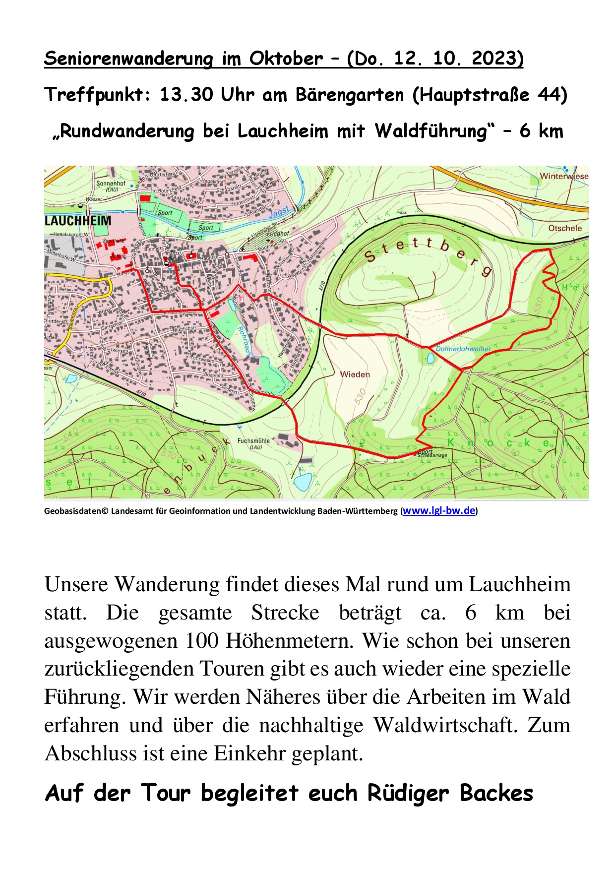 10 Rundwanderung um Lauchheim mit Waldführung