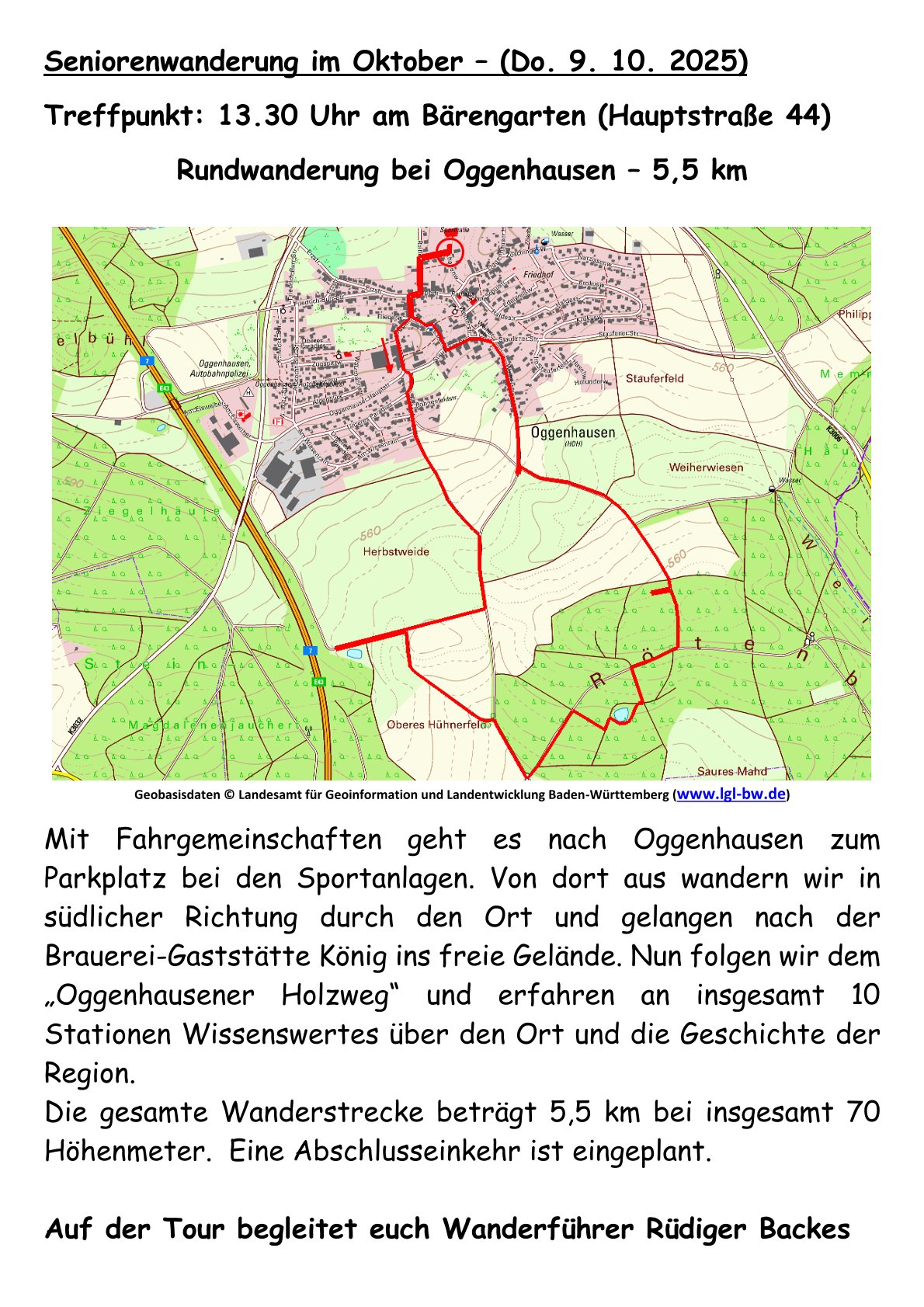 10 Rundwanderung Oggenhausen 55 km Ausschreibung