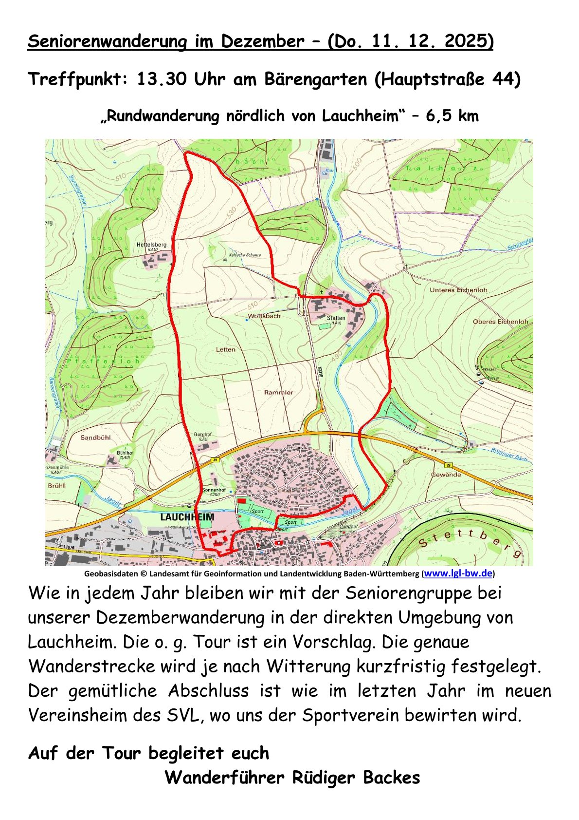 12 Rundwanderung nördlich von Lauchheim 65 km