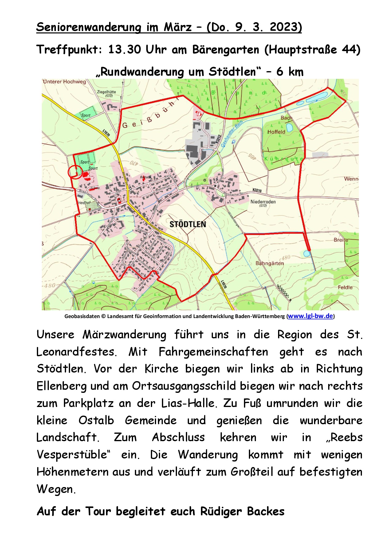 03 Seniorenwanderung im März rund um Stödtlen 6 km