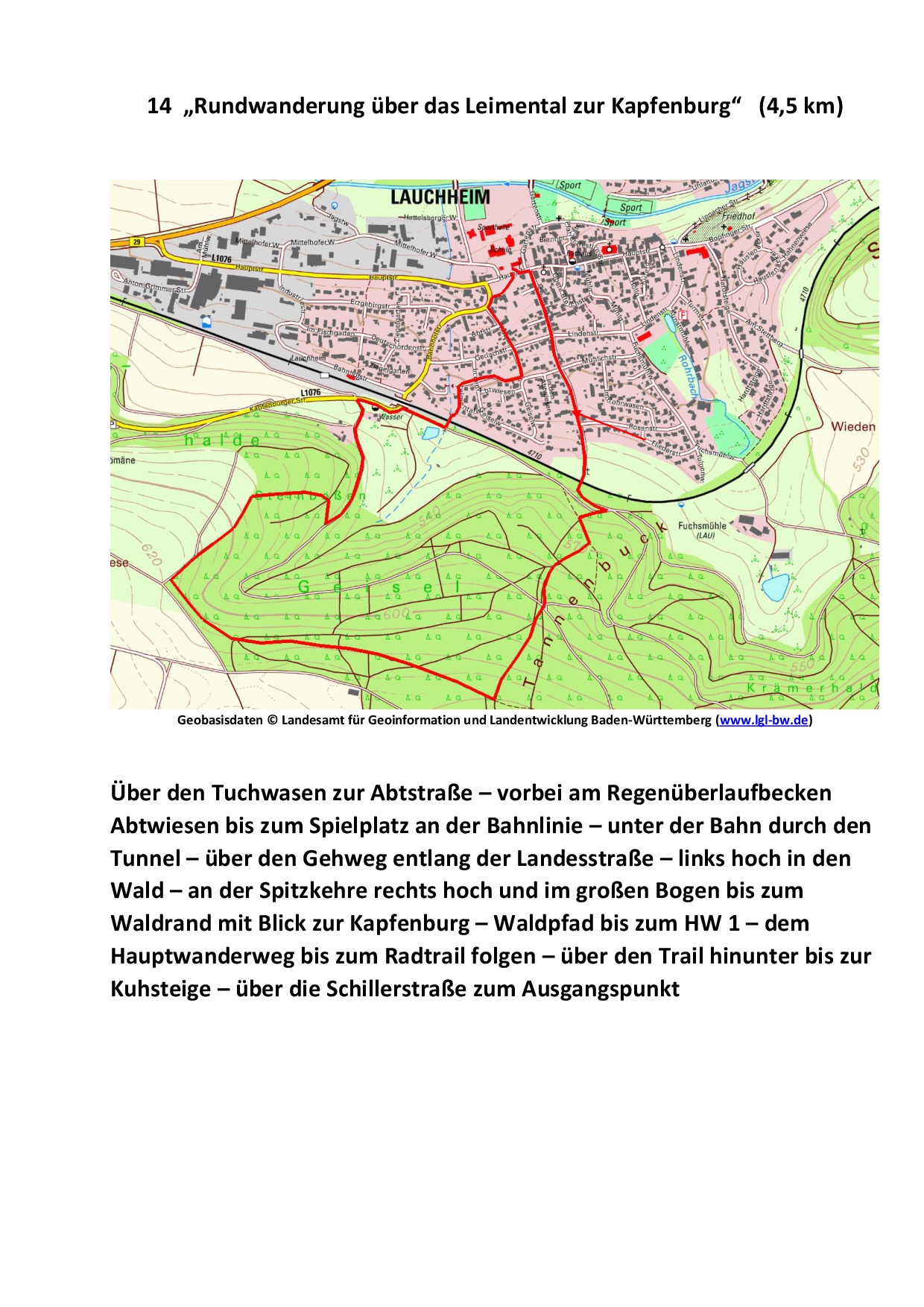 14 Rundwanderung über das Leimental zur Kapfenburg 45 km